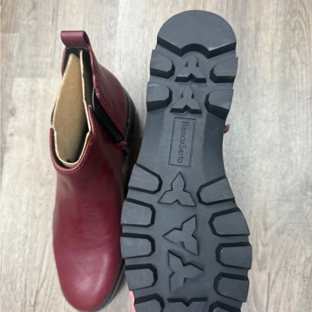 Franco Sarto Burgundy Leather Mini Boots Size 9 - Picture 4 of 6